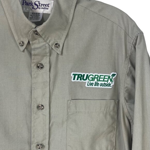 TruGreen Employee Lawn Care Work Shirt Size 16 32/33 Tan Park Street Unifirst - Picture 4 of 8